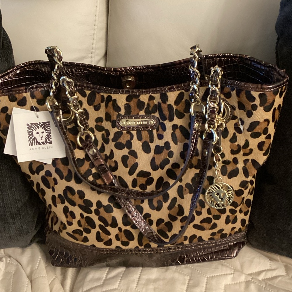 Anne Klein Leopard and Brown Tote Bag